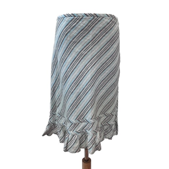 Ann Taylor Loft Linen Striped Knee Length Straight Skirt Size 4 corpcore work - Picture 1 of 4